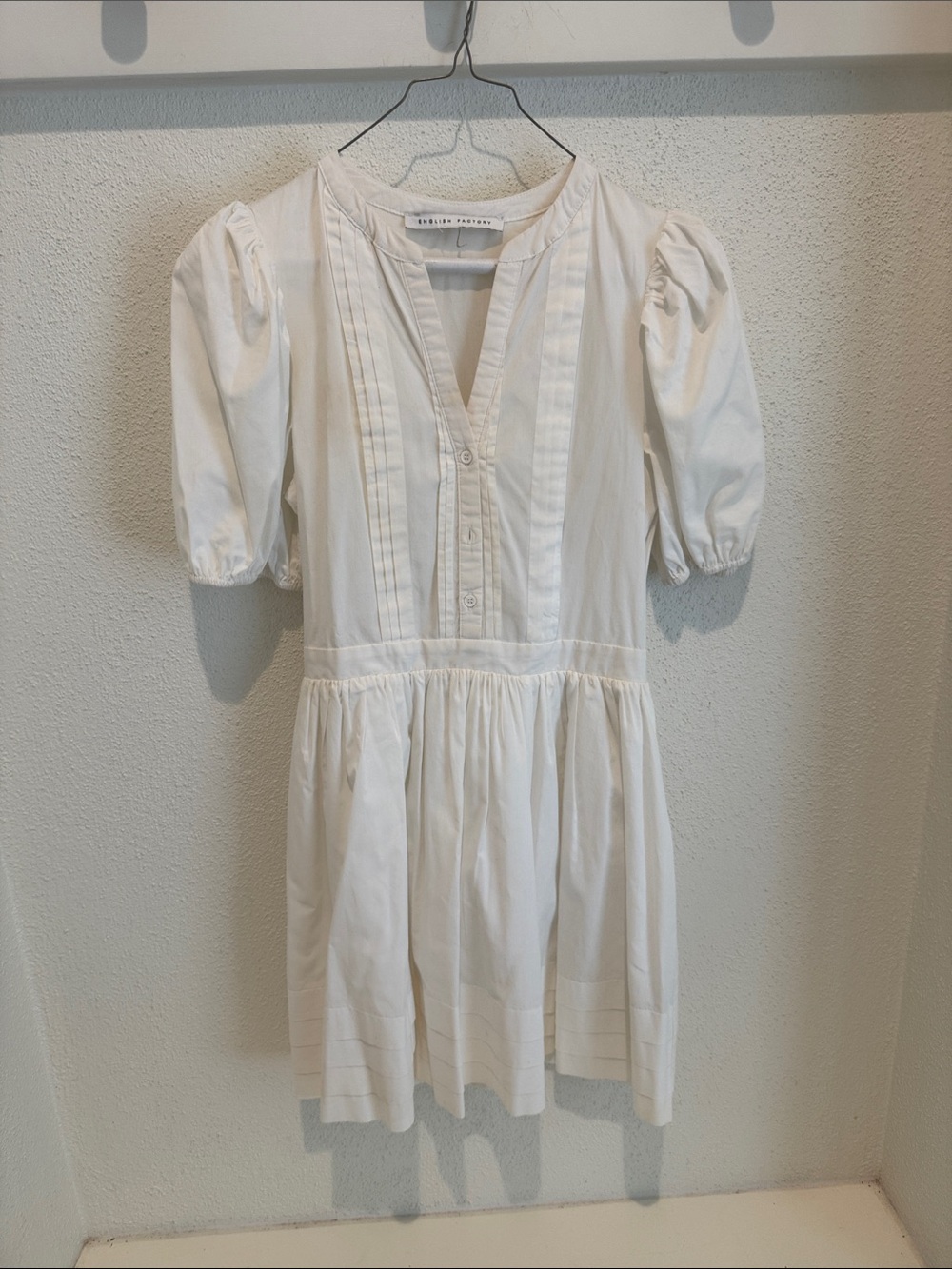 English Factory White Puff Sleeve Mini Dress